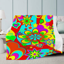 Load image into Gallery viewer, Ti Amo I love you - Exclusive Brand - Yellow, Red, Bright Turquoise,  Green, Electric Violet Pattern - Micro Fleece Blankets
