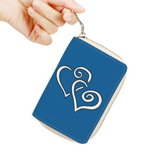 Load image into Gallery viewer, Ti Amo I love you - Exclusive Brand - Matisse Blue - Double White Heart - PU Leather - Zipper Card Holder
