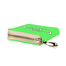 Load image into Gallery viewer, Ti Amo I love you - Exclusive Brand - Screamin&#39; Green - Double White Heart - PU Leather - Zipper Card Holder
