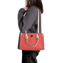 Load image into Gallery viewer, Ti Amo I love you - Exclusive Brand - Hot Coral - Luxury Women PU Tote Bag - Cream Straps
