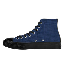 Load image into Gallery viewer, Ti Amo I love you - Exclusive Brand - Dark Blue Denim - High Top Canvas Shoes - Black  Soles
