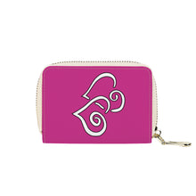 Load image into Gallery viewer, Ti Amo I love you - Exclusive Brand - Magenta Pink - Double White Heart - PU Leather - Zipper Card Holder
