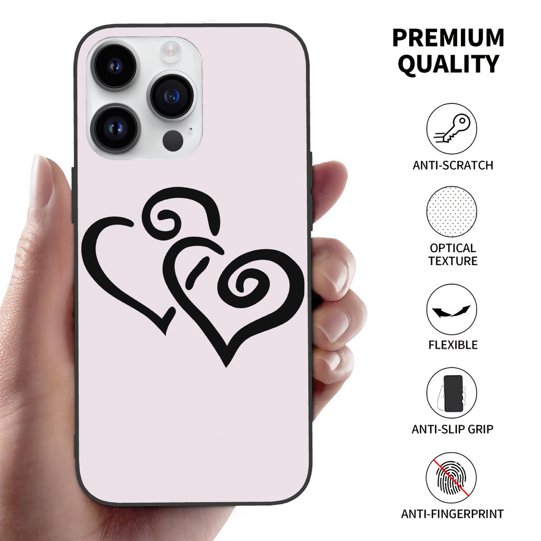 Ti Amo I love you - Exclusive Brand - Prim - Double Black Heart -  Apple 14 PC Phone Case (3 cameras)