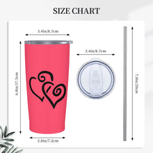 Load image into Gallery viewer, Ti Amo I love you - Exclusive Brand - Magic Potion - Double Black Heart - 20oz Stainless Steel Straw Lid Cup
