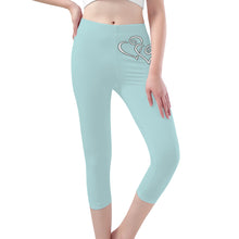 Load image into Gallery viewer, Ti Amo I love you - Exclusive Brand - Medium Ziggurat - Double White Heart - Womens / Teen Girls / Womens Plus Size - Capri Yoga Leggings - Sizes XS-3XL
