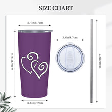 Load image into Gallery viewer, Ti Amo I love you - Exclusive Brand - Bossanova 2 - Double White Heart - 20oz Stainless Steel Straw Lid Cup
