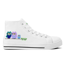 Load image into Gallery viewer, Ti Amo I love you - Exclusive Brand - White - 3 Owls - High-Top Canvas Shoes - White
