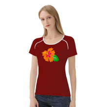 Load image into Gallery viewer, Ti Amo I love you - Exclusive Brand - Dark Burgundy - Hawaiian Flower - Women&#39;s T shirt - Sizes XS-2XL
