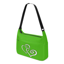 Load image into Gallery viewer, Ti Amo I love you - Exclusive Brand - Kelly Green - Double White Heart - Journey Computer Shoulder Bag
