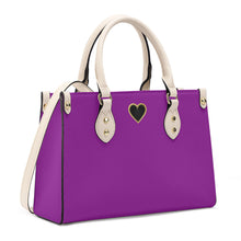 Load image into Gallery viewer, Ti Amo I love you - Exclusive Brand - Violet Eggplant - Luxury Womens PU Tote Bag - Cream Straps
