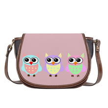 Load image into Gallery viewer, Ti Amo I love you - Exclusive Brand - Pinkish Grey - 3 Owls -  Saddle Bag
