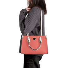 Load image into Gallery viewer, Ti Amo I love you - Exclusive Brand - Living Coral - Luxury Women PU Tote Bag - Cream Straps
