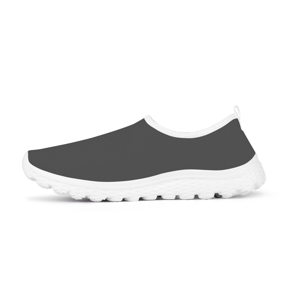 Ti Amo I love you - Exclusive Brand - Davy's Grey - Double White Heart - Women's Mesh Running Shoes - White Soles