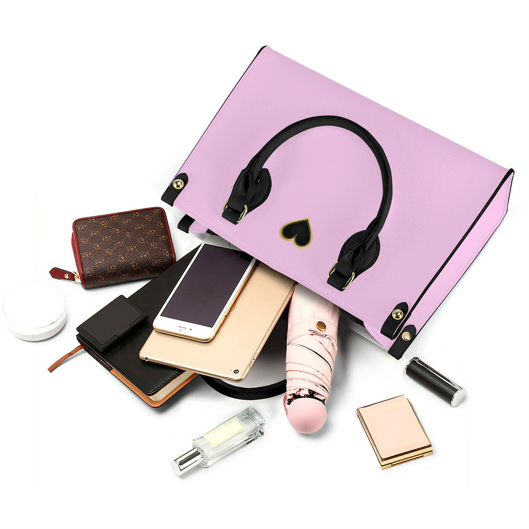 Ti Amo I love you - Exclusive Brand - Lucid Languid Lavender - Luxury Women PU Tote Bag - Black Straps
