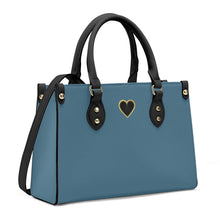 Load image into Gallery viewer, Ti Amo I love you - Exclusive Brand - Metallic Blue - Luxury Womens PU Tote Bag - Black Straps
