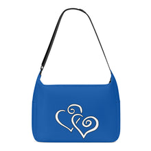 Load image into Gallery viewer, Ti Amo I love you - Exclusive Brand - Medium Electric Blue - Double White Heart - Journey Computer Shoulder Bag
