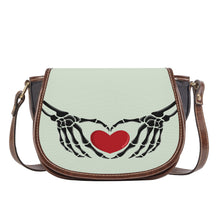 Load image into Gallery viewer, Ti Amo I love you - Exclusive Brand - Periglacial Blue - Skeleton Hands with Heart - Saddle Bag
