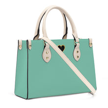 Load image into Gallery viewer, Ti Amo I love you - Exclusive Brand - Pale Teal - Luxury Womens PU Tote Bag - Cream Straps
