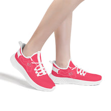 Load image into Gallery viewer, Ti Amo I love you - Exclusive Brand  - Radical Red -  Double Heart - Womens Mesh Knit Shoes - White Soles
