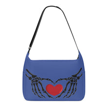 Load image into Gallery viewer, Ti Amo I love you - Exclusive Brand - Chambray Blue - Skeleton Heart Hands  -  Journey Computer Shoulder Bag
