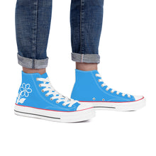 Load image into Gallery viewer, Ti Amo I love you - Exclusive Brand - Picton Blue 2 - White Daisy - High Top Canvas Shoes - White  Soles
