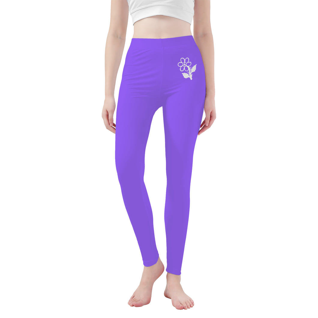 Ti Amo I love you - Exclusive Brand - Heliotrope 3 - White Daisy - Yoga Leggings - Sizes XS-3XL