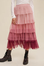 Load image into Gallery viewer, Elastic Waist Layered Tulle Midi Skirt Ti Amo I love you
