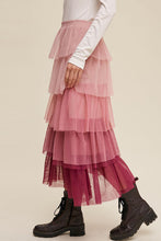 Load image into Gallery viewer, Elastic Waist Layered Tulle Midi Skirt Ti Amo I love you
