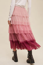 Load image into Gallery viewer, Elastic Waist Layered Tulle Midi Skirt Ti Amo I love you
