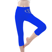 Load image into Gallery viewer, Ti Amo I love you -Exclusive Brand - Blue Blue Eyes - Double White Heart - Womens / Teen Girls / Womens Plus Size - Capri Yoga Leggings - Sizes XS-3XL
