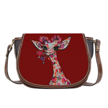 Load image into Gallery viewer, Ti Amo I love you - Exclusive Brand - Dark Burgundy - Giraffe- Saddle Bag
