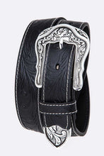 Load image into Gallery viewer, Embossed Leather Unisex Leather Western Belt Ti Amo I love you
