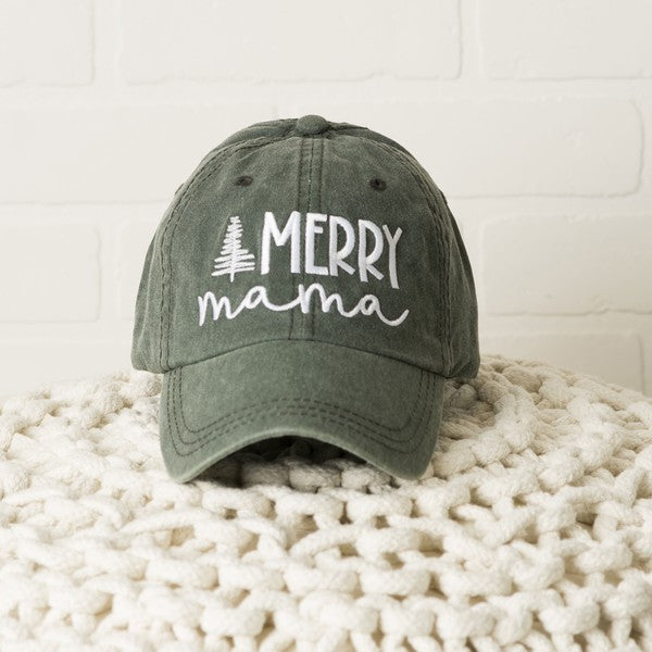 Embroidered Merry Mama Tree Canvas Hat Ti Amo I love you