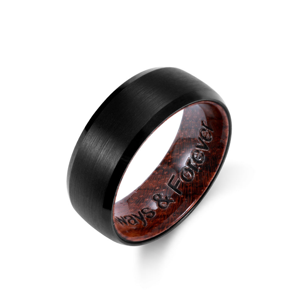 Engraved Black Ironwood Ring With Ring Box Ti Amo I love you