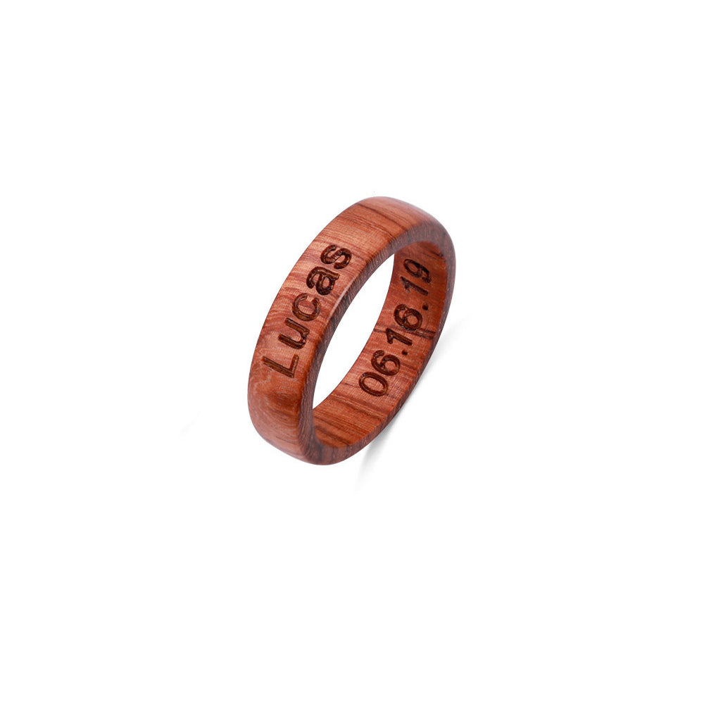 Engraved Burma Padauk Wood Ring With Ring Box Ti Amo I love you