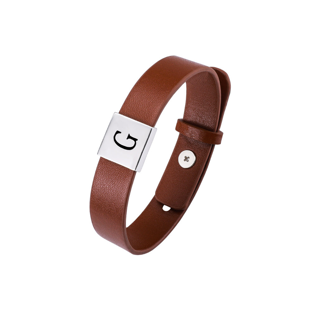 Engraved Leather Bracelet For Men Ti Amo I love you