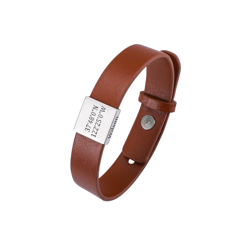 Engraved Leather Bracelet For Men Ti Amo I love you