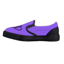 Load image into Gallery viewer, Ti Amo I love you - Exclusive Brand - Heliotrope 3 - Double Black Heart - Kids Slip-on shoes - Black Soles
