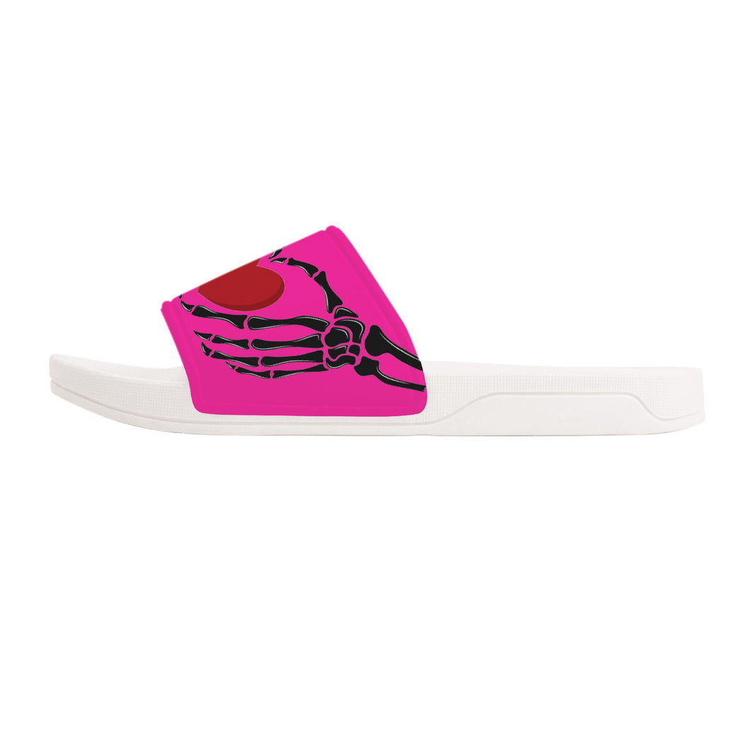 Ti Amo I love you - Exclusive Brand - Persian Rose - Skeleton Hands with Heart -  Slide Sandals - White Soles