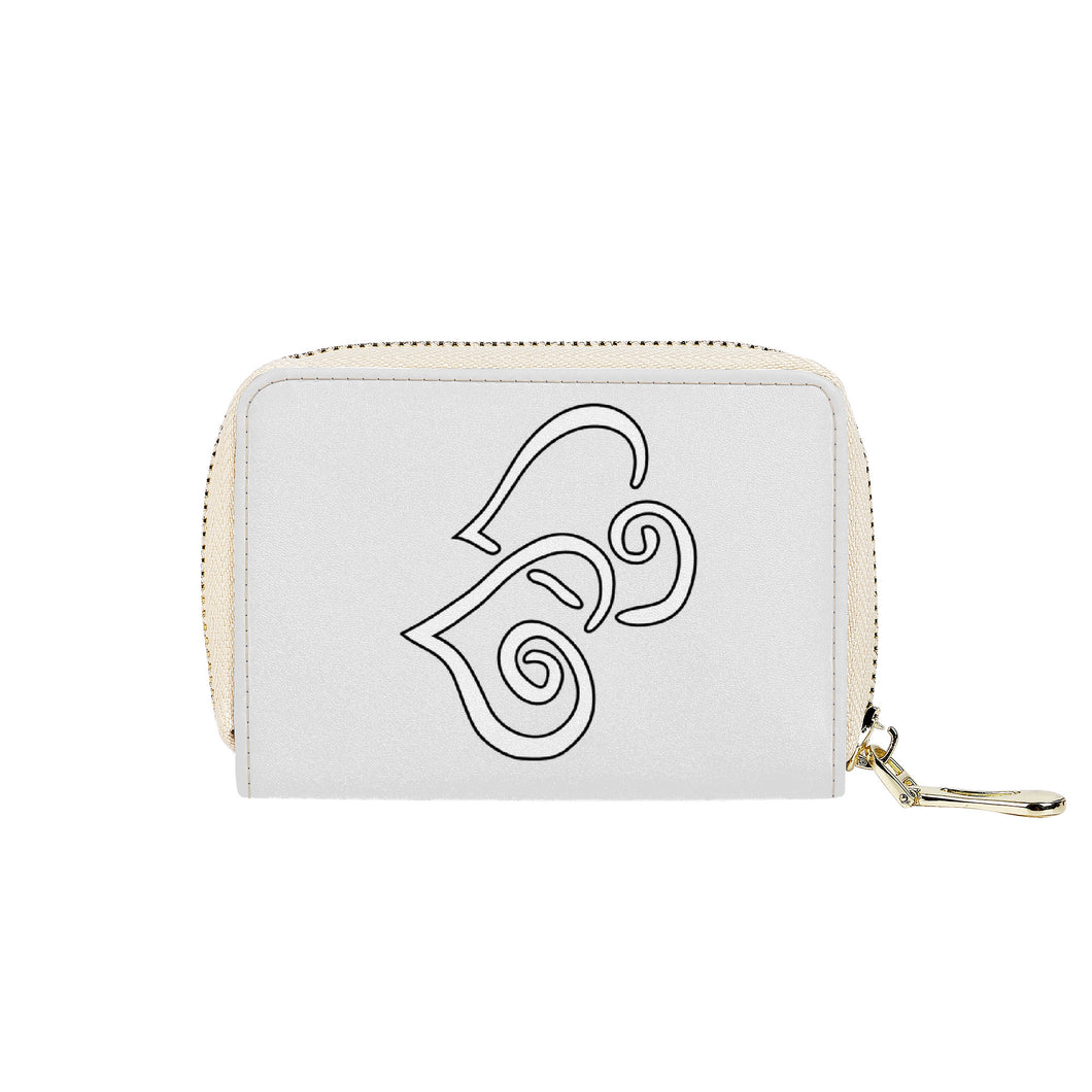 Ti Amo I love you - Exclusive Brand - Concrete - Double White Heart - PU Leather - Zipper Card Holder