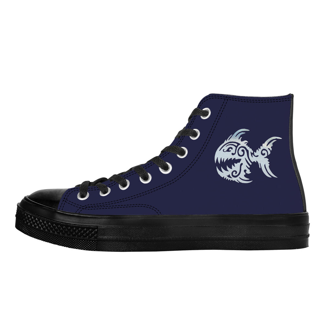 Ti Amo I love you - Exclusive Brand - Cloud Burst 2 - Angry Fish - High Top Canvas Shoes - Black  Soles