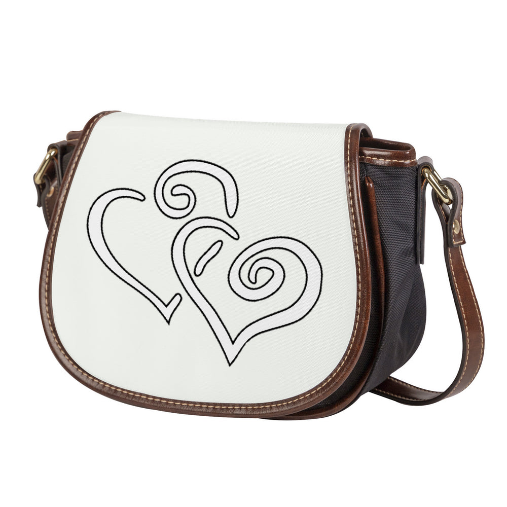 Ti Amo I love you - Exclusive Brand - Ceramic Off White - Double White Heart - Saddle Bag