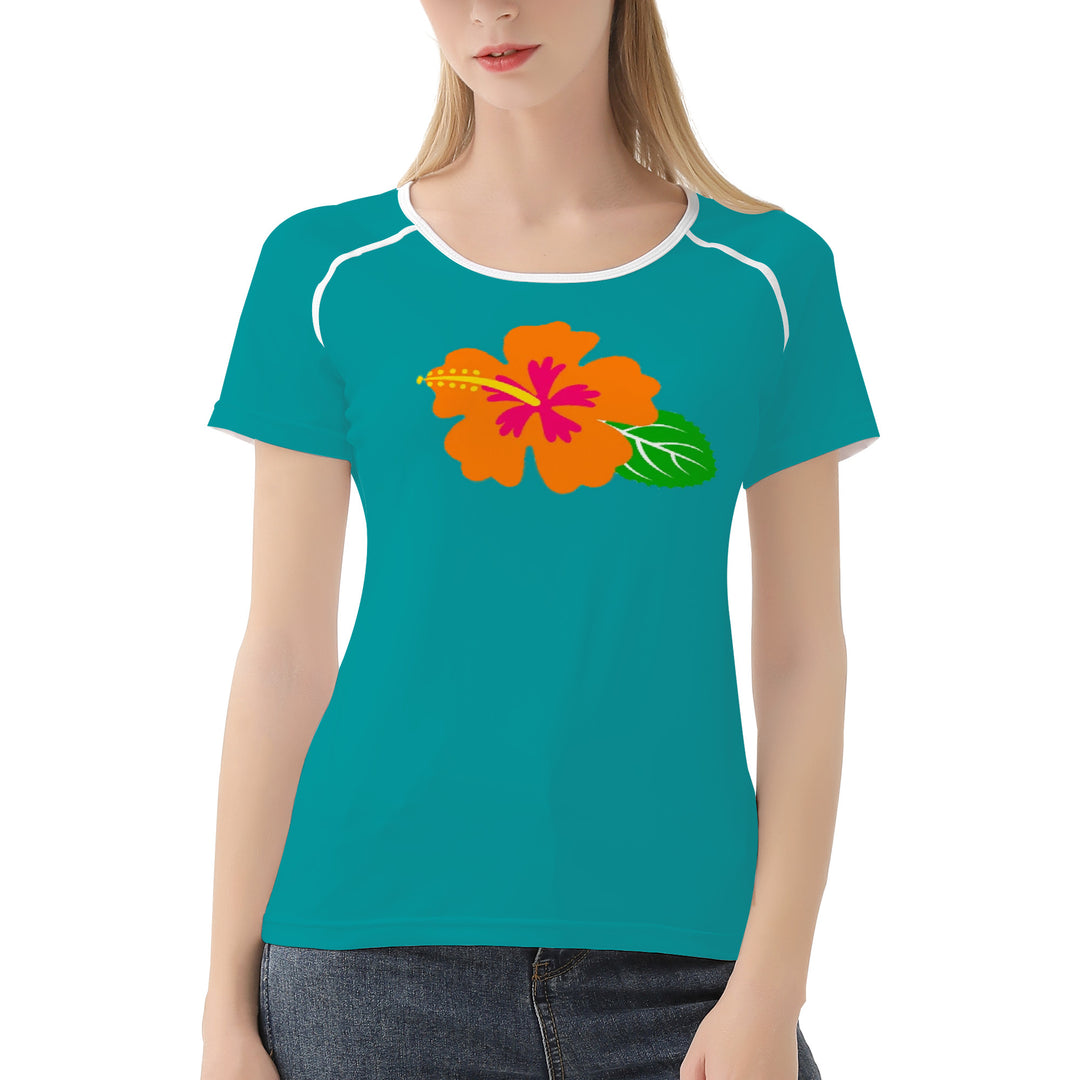 Ti Amo I love you - Exclusive Brand - Persian Green - Hawaiian Flower - Women's T shirt