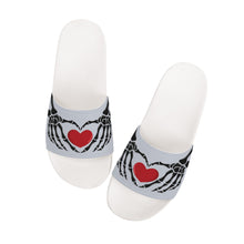 Load image into Gallery viewer, Ti Amo I love you - Exclusive Brand - Mischka - Skeleton Hands with Heart -  Slide Sandals - White Soles
