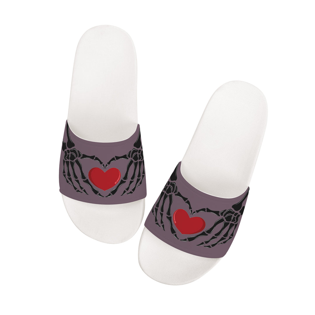 Ti Amo I love you - Exclusive Brand - Falcon - Skeleton Hands with Heart -  Slide Sandals - White Soles