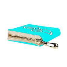 Load image into Gallery viewer, Ti Amo I love you - Exclusive Brand - Aqua / Cyan - Double White Heart - PU Leather - Zipper Card Holder
