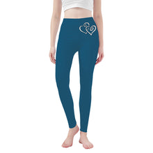 Load image into Gallery viewer, Ti Amo I love you - Exclusive Brand - Blumine - Double White Heart -Womens / Teen Girls / Womens Plus Size - Yoga Leggings - Sizes XS-3XL
