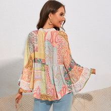 Load image into Gallery viewer, Ethnic Print Top Fashion Loose Ti Amo I love you
