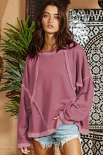 Load image into Gallery viewer, Exposed Seam Drop Shoulder Raw Hem Oversized Sweatshirt Ti Amo I love you
