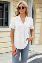 Load image into Gallery viewer, Eyelet Short Sleeve Blouse Ti Amo I love you
